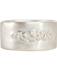 Encrusted Wide Basic Band - Silver + Diamonds