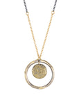 Small Sun Centric Necklace - 22k/18k/14k Gold + Oxidized Silver