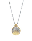 Sun Rays Round Pendant Necklace - 22k/18k/14k Gold, Oxidized Silver + VS White Diamonds