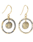 Small Sun Centric Earrings - 22k/14k Gold + Oxidized Silver - KMJ Kate Maller Jewelry Jewelry - Earrings