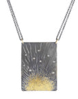 Sun Rays Statement Necklace - 22k/14k Gold, Oxidized Silver + VS White Diamonds
