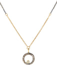 Oxidized Silver Petite Turning Aspen Charm Necklace - 18k/14k, Oxidized Silver + VS White Diamond - KMJ Kate Maller Jewelry Jewelry - Necklaces