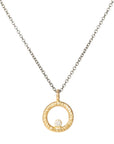 18ky Gold Petite Turning Aspen Charm Necklace - 18ky Gold, Oxidized Silver + VS White Diamond - KMJ Kate Maller Jewelry Jewelry - Necklaces