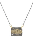 City Block Necklace with 2 mm Diamond + Oxidized Chain