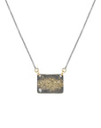 City Block Necklace with 2 mm Diamond + Oxidized Chain