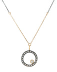 Oxidized Silver Everyday Scattered Diamond Pendant on Two-Tone Chain - 14k Gold, Oxidized Silver + VS White Diamonds