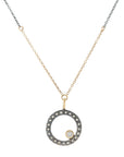 Oxidized Silver Everyday Scattered Diamond Pendant on Two-Tone Chain - 14k Gold, Oxidized Silver + VS White Diamonds - KMJ Kate Maller Jewelry Jewelry - Necklaces