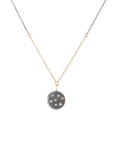 Black + Gold Disc Necklace on Two-Tone Chain - 14k Gold, Oxidized Silver + VS White Diamonds - KMJ Kate Maller Jewelry Jewelry - Necklaces