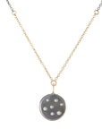 Black + Gold Disc Necklace - 14k Gold, Oxidized Silver + Diamonds - KMJ Kate Maller Jewelry Jewelry - Necklaces
