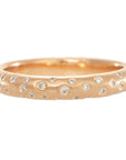 Half Round Band With Scattered Diamonds - 18k/20k Gold, Oxidized Silver + VS Diamonds