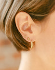 Traveler Huggie Hoops - 18k Gold, Oxidized Silver + Reclaimed Diamonds - KMJ Kate Maller Jewelry Jewelry - Earrings