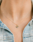 Alphabet Necklace 2.0 on 14ky Gold Chain - 22ky, 18ky, Oxidized Silver + VS Diamond
