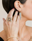 Decidedly Deco Diamond Earrings - 18k Gold, Oxidized Silver + VS Diamonds - KMJ Kate Maller Jewelry Jewelry - Earrings