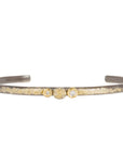 Three Bloom Dusted Skinny Cuff - 22ky, 18ky, Oxidized Silver + VS Diamonds