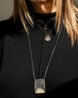 Oxidized Silver Petite Turning Aspen Charm Necklace - 18k/14k, Oxidized Silver + VS White Diamond - KMJ Kate Maller Jewelry Jewelry - Necklaces
