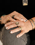 In Bloom Stacking Ring - Dusted Blooms - 22k Gold Dust, 18k Gold, Oxidized Silver + Reclaimed Diamonds