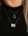 Oxidized Silver Everyday Scattered Diamond Pendant on Two-Tone Chain - 14k Gold, Oxidized Silver + VS White Diamonds - KMJ Kate Maller Jewelry Jewelry - Necklaces