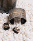 Black + Gold Spinner Ring 18k/22k, Oxidized Silver