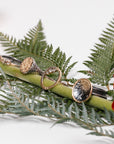 Turning Aspen Ring- 18ky Gold, 14kpw Gold, Oxidized Silver + Reclaimed Diamonds
