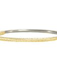 Timeless Hinged Bangle (18k Gold + Silver Half) - 18ky, Oxidized Silver + VS Diamonds