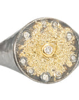 Starburst Signet - 22ky, 18ky, Oxidized Silver + VS Diamonds