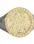Sol Burst Signet - 22ky, 18ky, Oxidized Silver + VS Diamonds