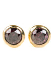Single Diamond Stud Earrings - 18ky Gold + Colored Diamonds - KMJ Kate Maller Jewelry Jewelry - Earrings