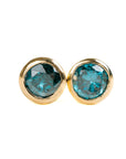 Single Diamond Stud Earrings - 18ky Gold + Colored Diamonds - KMJ Kate Maller Jewelry Jewelry - Earrings
