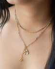 Initial Letter Charm with Diamond - 18k Yellow Gold / K - KMJ Anne Sportun Jewelry - Necklace