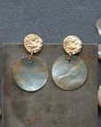 Lunar Eclipse Earrings - Brass, Silver + Mussel Shell