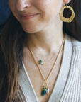 Lure Pendant - Brass, Aquamarine, Vesuvanite + Chrysocolla - KMJ Emilie Shapiro Jewelry - Necklaces