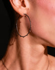 Black + Gold Large Hoops - Sterling Silver + 10ky Gold - KMJ Zanny Jewelry - Earrings
