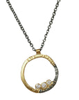 Mini Turning Aspen Necklace with Diamonds - 18k Gold, Oxidized Silver + Diamonds