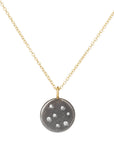 Black + Gold Disc Necklace on 14k Gold Chain - 14k Gold, Oxidized Silver + VS White Diamonds - KMJ Kate Maller Jewelry Jewelry - Necklaces