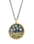 Traveler’s Coin Necklace - 22k/18k Gold, Oxidized Silver and Salt + Pepper Diamonds - KMJ Kate Maller Jewelry Jewelry - Necklaces