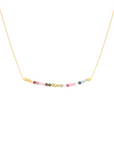 Watermelon Tourmaline Centre Gemstone Necklace - 18k Gold + Watermelon Tourmaline- 16"-18" - KMJ Anne Sportun Jewelry - Necklaces