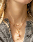 Luna' Paperclip and Keshi Nugget Necklace - 14k & 18k Yellow Gold - KMJ Anne Sportun Jewelry - Necklace