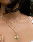 Luna' Scattered Star Coin Charm - Diamond / 18k Yellow Gold - KMJ Anne Sportun Jewelry - Necklace