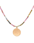 'Wrap' Gemstone Large Hammered Disc Necklace - KMJ Anne Sportun