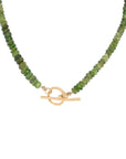Green Tourmaline Natural Gemstone Boulder Toggle Necklace - 18k Gold + Green Tourmaline