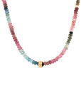 Natural Gemstone Boulder Bead Necklace - 18ky + Watermelon Tourmaline