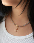 Initial Letter Charm with Diamond - 18k Yellow Gold / L - KMJ Anne Sportun Jewelry - Necklace
