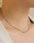 "Limited Edition" Rainbow Sapphire Briolette Tied Necklace - 18k Yellow Gold