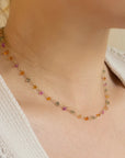 "Limited Edition" Rainbow Sapphire Briolette Tied Necklace - 18k Yellow Gold - KMJ Anne Sportun Jewelry - Necklace