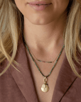 Watermelon Tourmaline Centre Gemstone Necklace - 18k Gold + Watermelon Tourmaline- 16"-18" - KMJ Anne Sportun Jewelry - Necklaces