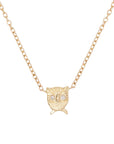 Owl + Moon Necklace - 14k Gold + Diamonds