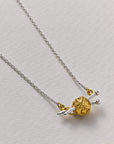 Knitting Needles and Wool Inline Necklace - 22k Gold over Sterling Silver