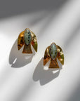 Paloma Earrings - Oxidized Brass, Sterling Silver + African Turquoise