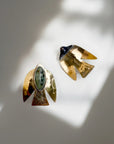 Paloma Earrings - Oxidized Brass, Sterling Silver + African Turquoise