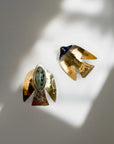Paloma Earrings - Oxidized Brass, Sterling Silver + African Turquoise - KMJ Claire Sommers Buck Jewelry - Earrings